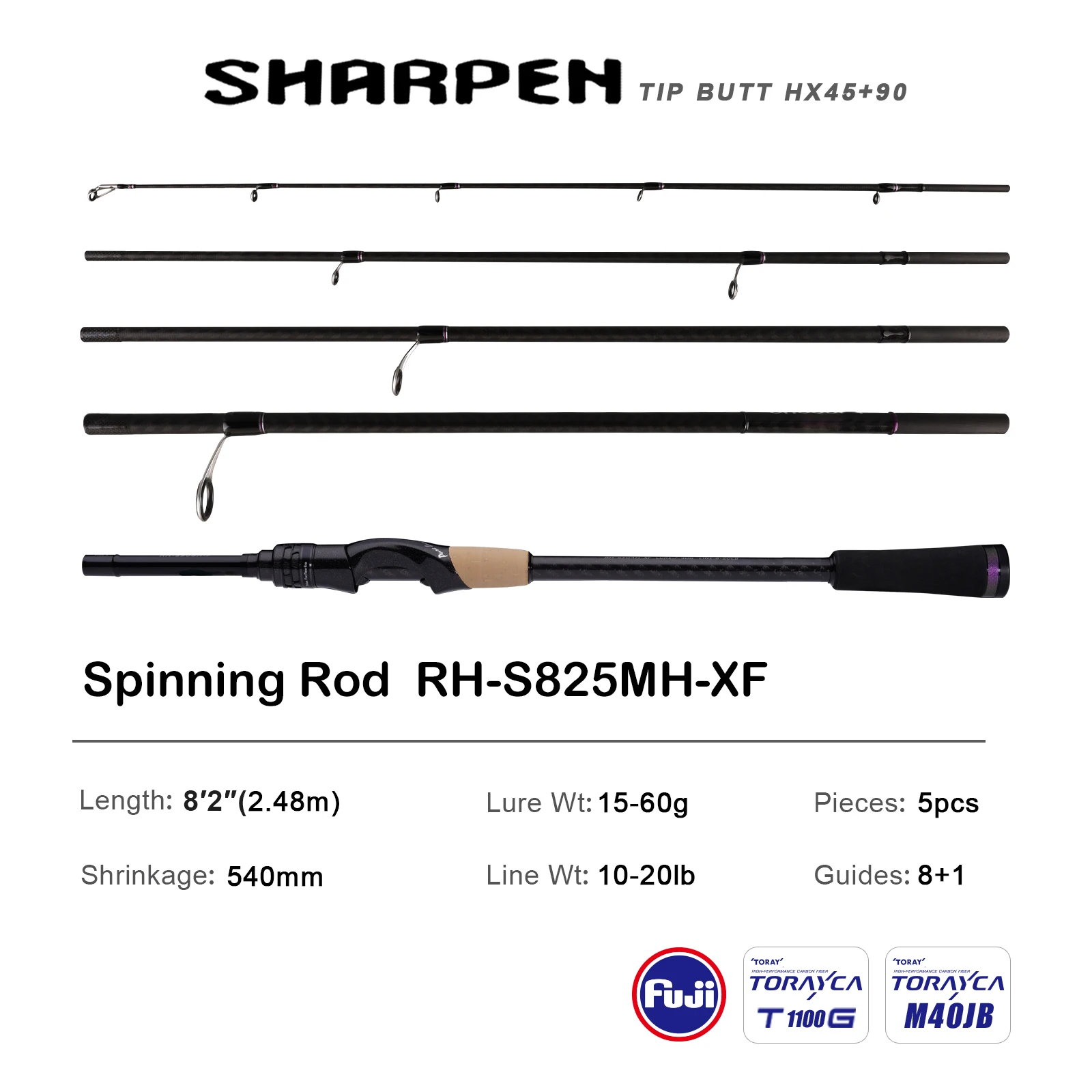 PURELURE SHARPEN Travel Soft Lure Long Spinning and Casting XF/MF Action Rods FUJI Components Bass Pike Rod Angelrutenrolle
