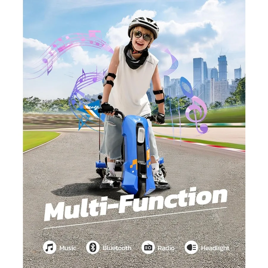 Kart de deriva con velocidad continua, karts de deriva de 12V para asiento ajustable, Go Kart de 5 MPH con música, banderín de luz Bluetooth