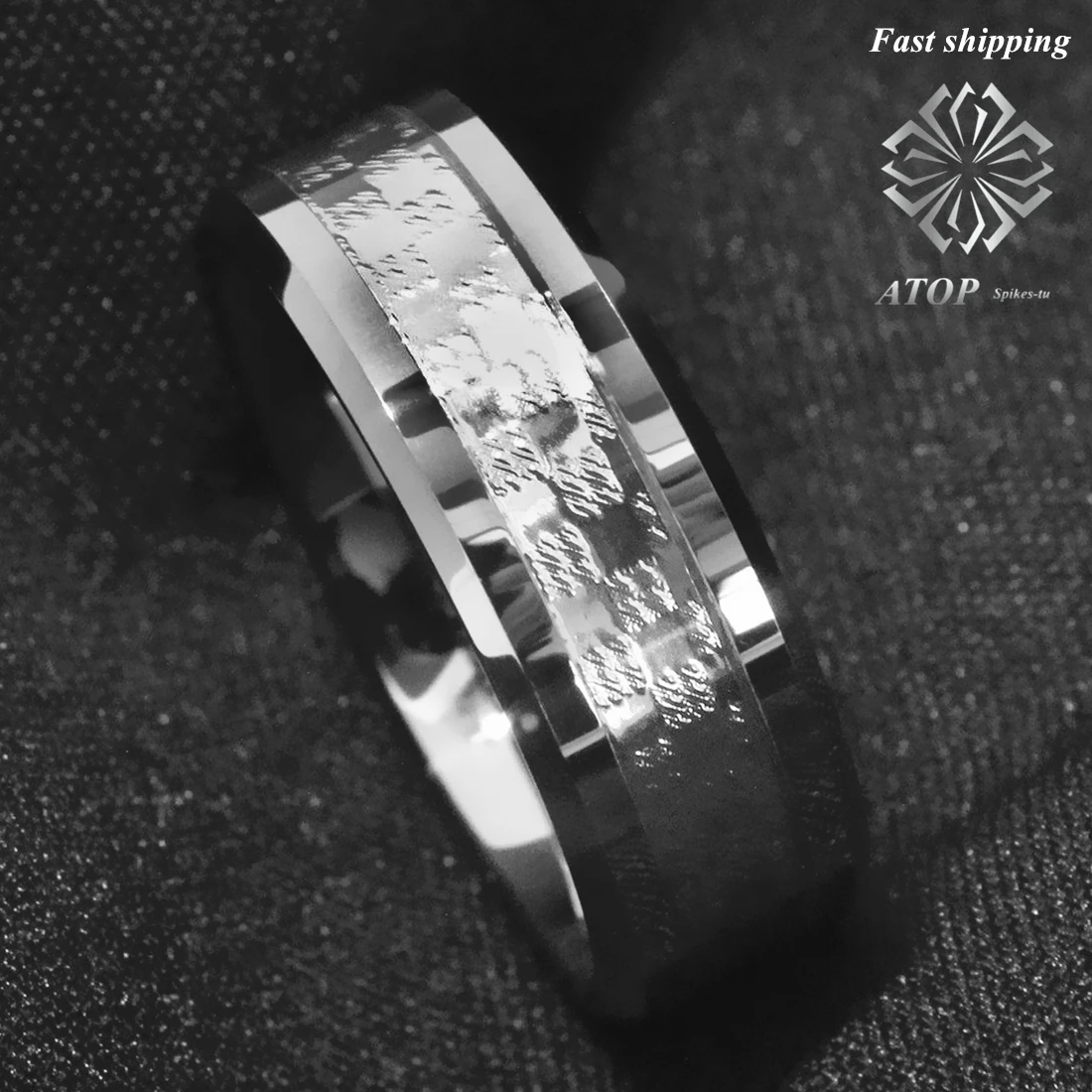 خاتم الخطوبة من كربيد التنجستن عيار 925 للرجال مقاس 8 مم #2