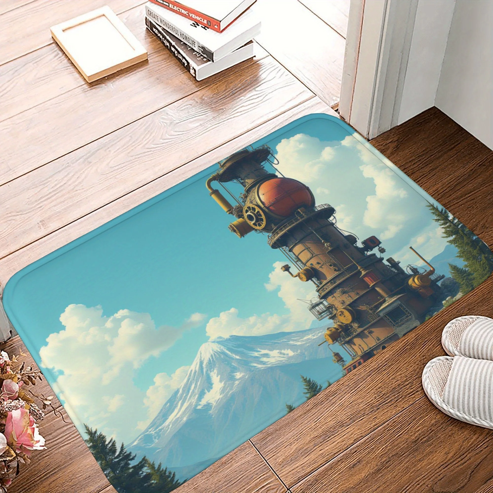 

1PC Steampunk Machinery Kitchen Rug Non-Slip Door Mat Pop design Bathroom Rug Bath Mat Carpet for Home Sink Laundry Decor