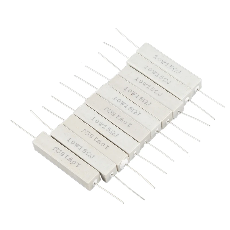 10 Pcs Fixed Ceramic Cement Resistors 15 Ohm 10W Watt 5%