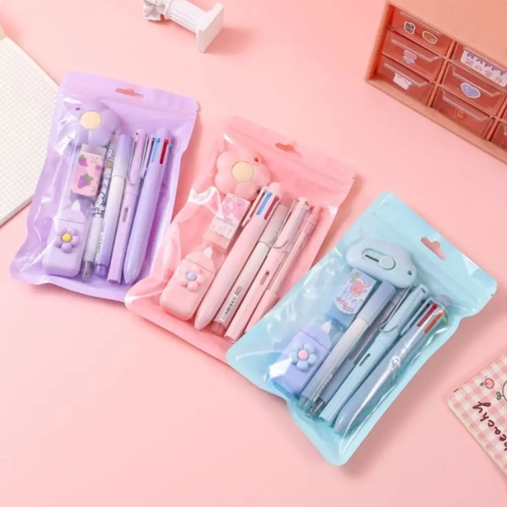 Koreanische 7-in-1 Briefpapier Set Multifunktion nützliche 7 teile/satz Briefpapier Set Kugelschreiber Radiergummi Student Tools Set Preis geschenke