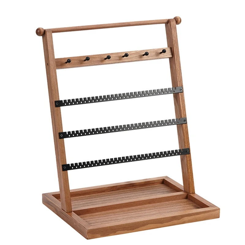 

AFBC Wooden Jewelry Rack 5-Story Tower Display Jewelry Rack Removable Earrings Necklaces Rings Jewelry Stand
