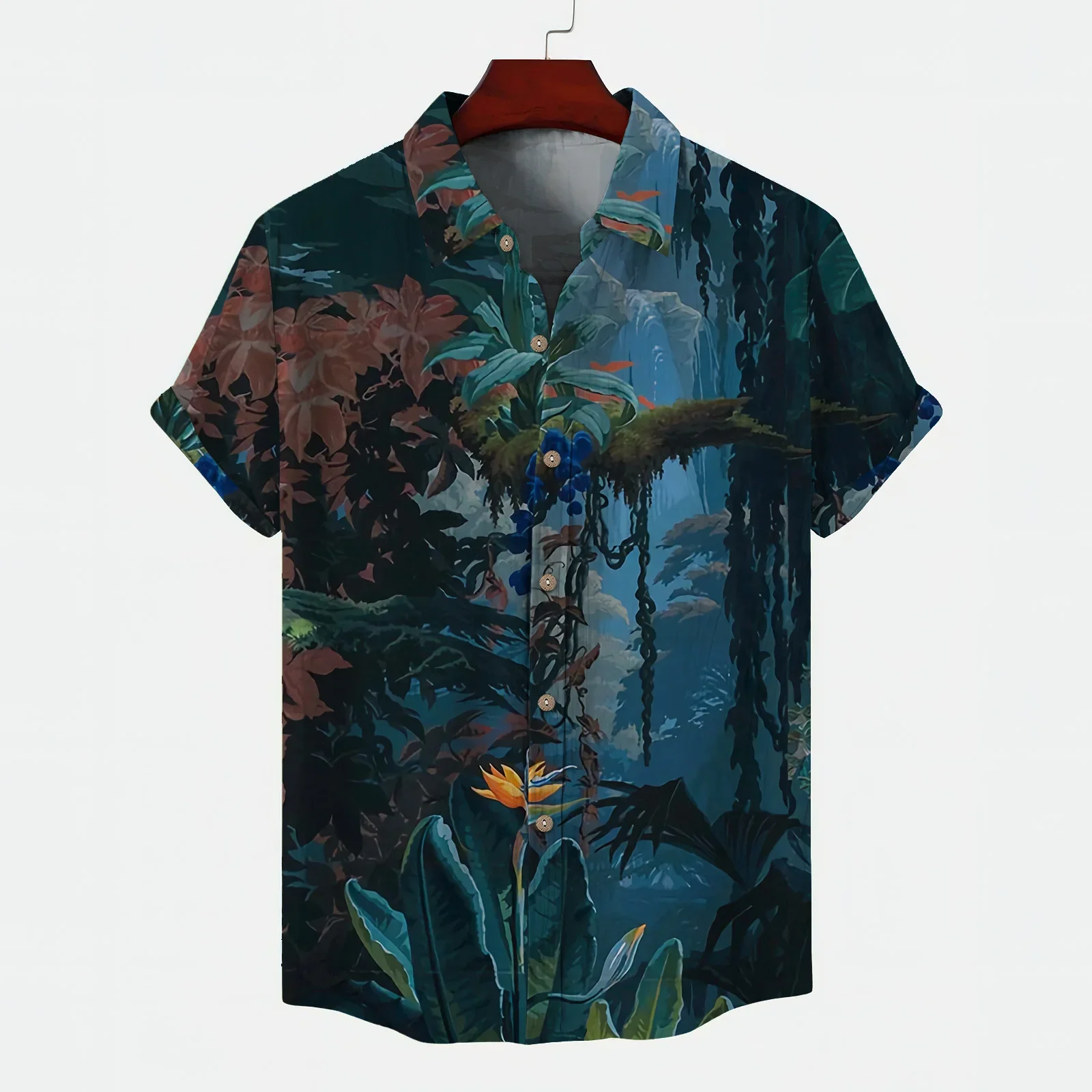 Soft Beach Summer Official-website Vacation Comfort Men's Shirts Classic High Quality Blouse Tropical Plants Japanese Clothes