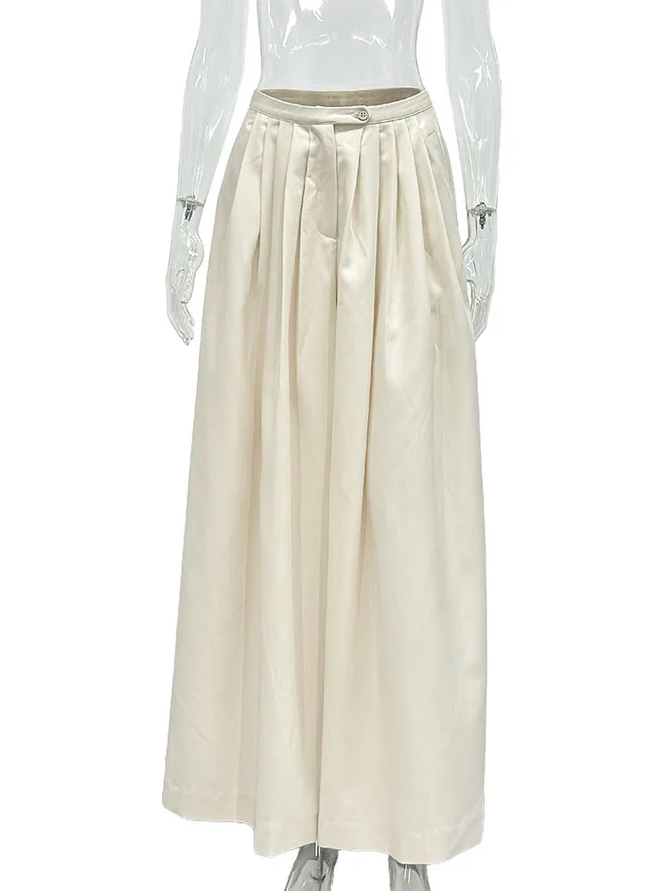 Parc Fee Casual Loose Apricot Women's Pants Fashion High Waist Wide Trousers Elegant Classic Full Length Pants Female Clothing