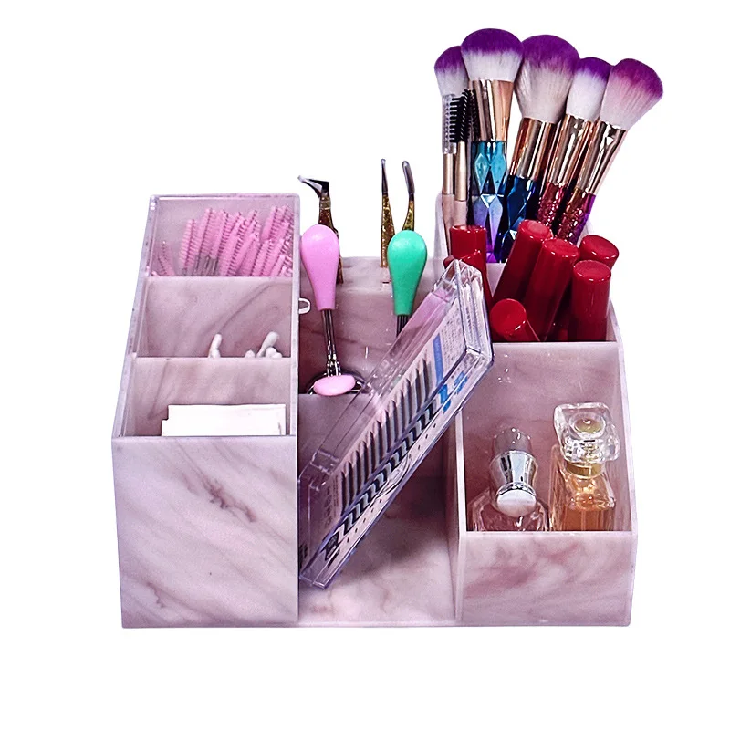 صندوق تخزين أكريليك شبكي مقاوم للغبار، شريط تخزين ذو سعة كبيرة، فرشاة ألوان لتجعيد الرموش