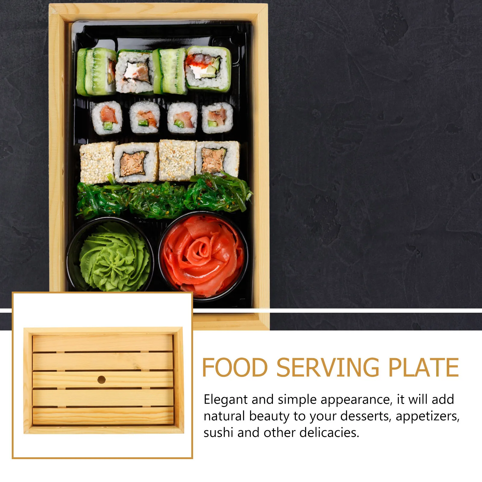 

Wooden Sushi Plate Natural Wood Sashimi Tray Multi-Function Food Display Japanese Style Serving Holder Restaurant Home Use