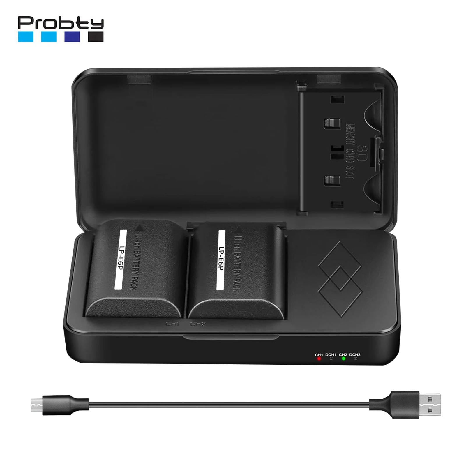 Probty 2400 MAh LP-E6P LP E6P Lp E6p Battery + Charger Case for CANON EOS R5 II R6 R5 Camera