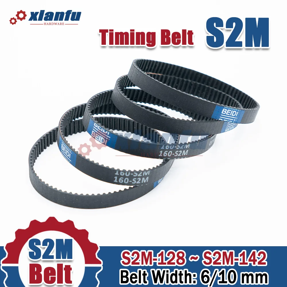 

S2M Rubber Timing Belt Length S2M-128 130 132 134 136 138 140 142mm Width 6/10mm Synchronous belt Pitch 2mm For 2M Timing Pulley