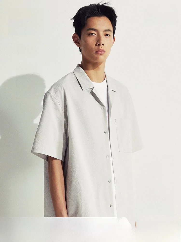 

Мужская рубашка H&M с кубинским воротником из ткани Bubble, весенняя, с защитой от сминания, с узором Vaion, повседневная, для носки на каждый день