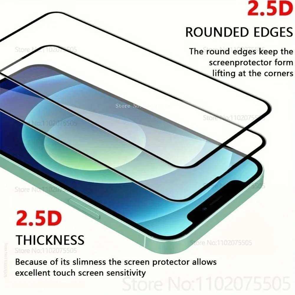 ฟิล์มกระจกนิรภัยขอบดำ 3 ชิ้น + ฟิล์มกันรอยเลนส์กล้อง 3 ชิ้น สำหรับ iPhone 17 Pro 17 Promax 16E 15 Promax 14 Plus Air 11 12 13 Mini