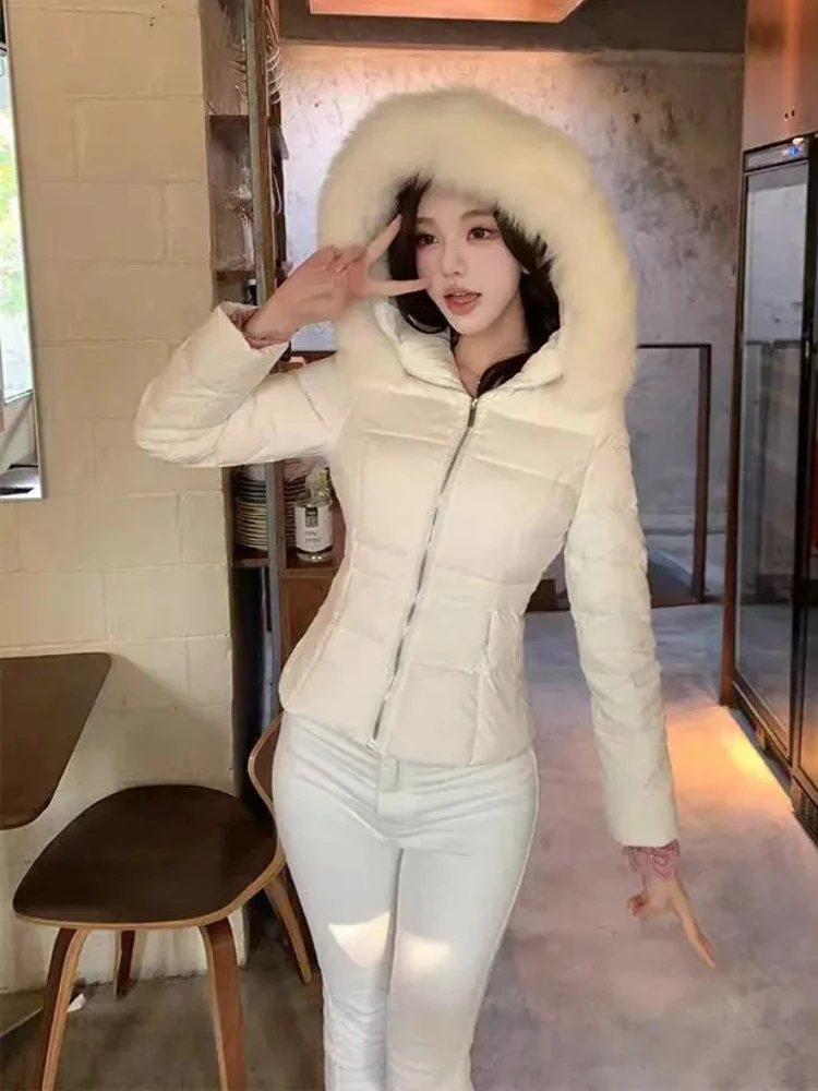 الشتاء عارضة الوبر كم طويل سترات المرأة تصميم هيبورن شيك مقنعين سستة معطف الإناث أزياء دافئة خمر معطف نحيف جديد