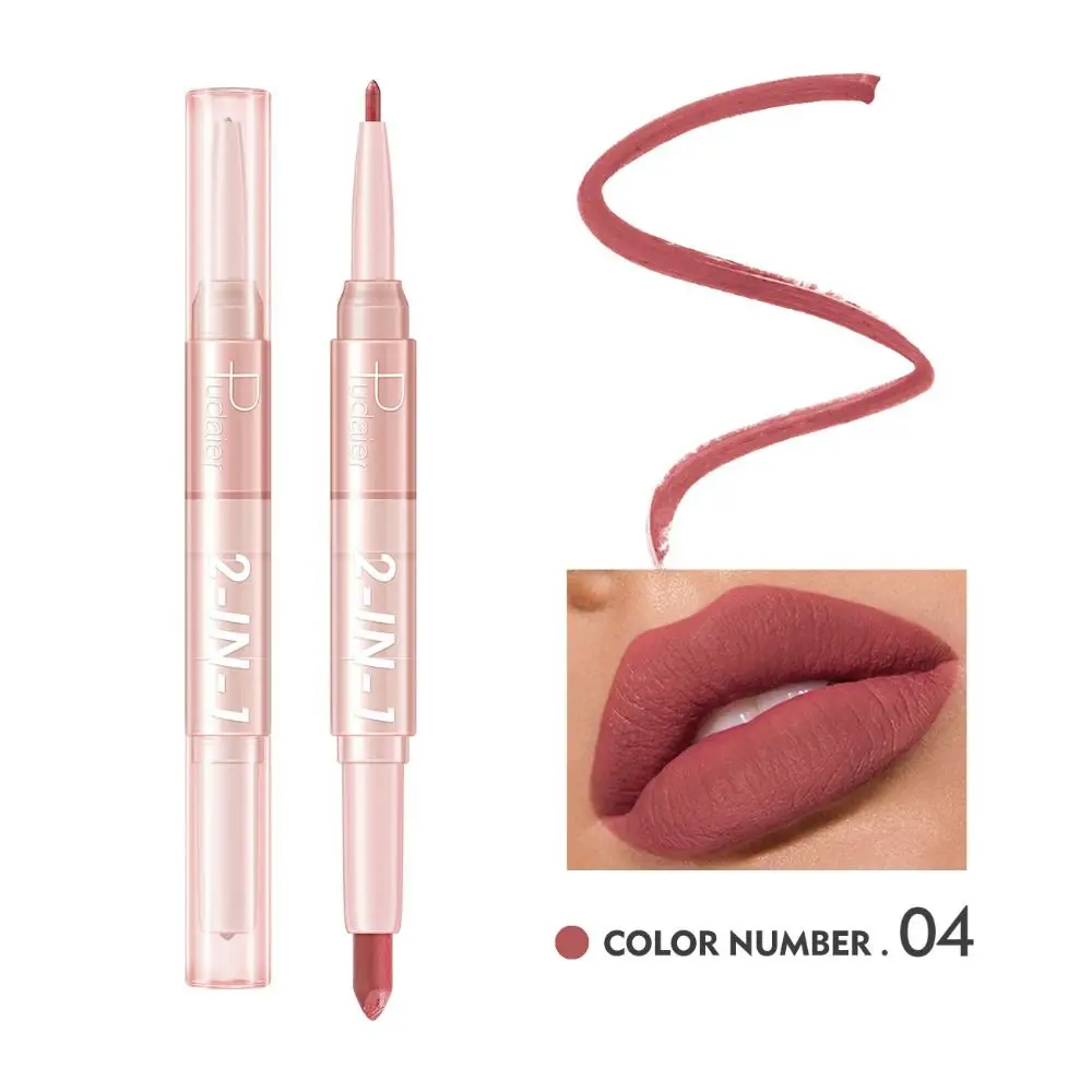 Matte Double Head Lip Liner Pencils Waterproof Long Lasting 2 In 1 Lipstick Smooth Velvet Matte Lipliner Pen Women