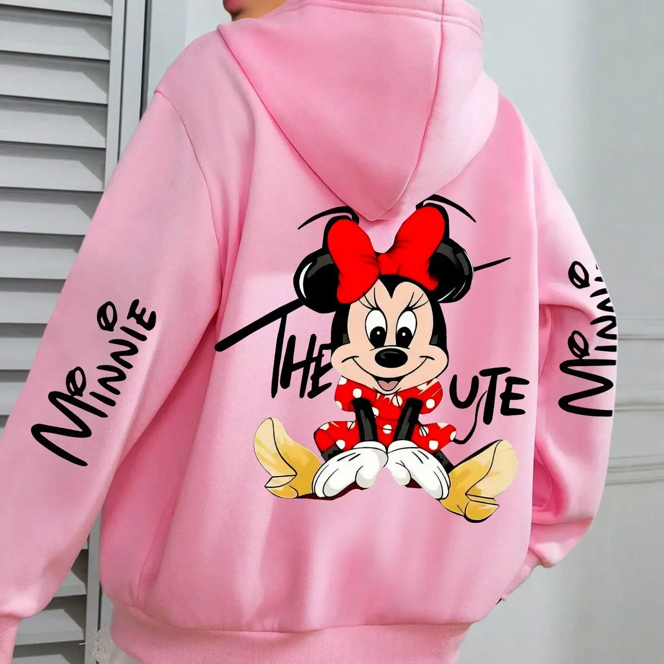 

Повседневная одежда Disney Minnie, толстовка с капюшоном и длинными рукавами, подходит для осенне-зимнего сезона