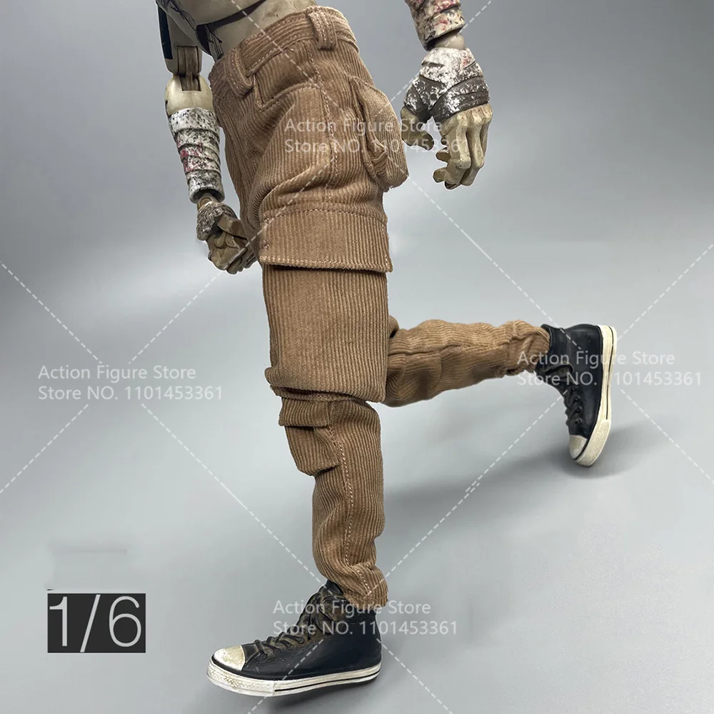 1/6 Male Soldier American Retro Corduroy Overalls Casual Pants Multi-pocket Loose Leg Pants for 12 inches Action Figure Model