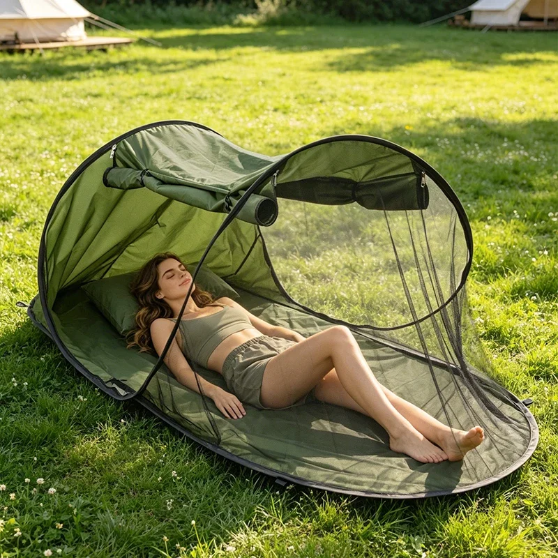 New-style Portable Mosquito Net Tent Pop Up Installation-free Outdoor Dark Green Camping Sunshade Tent