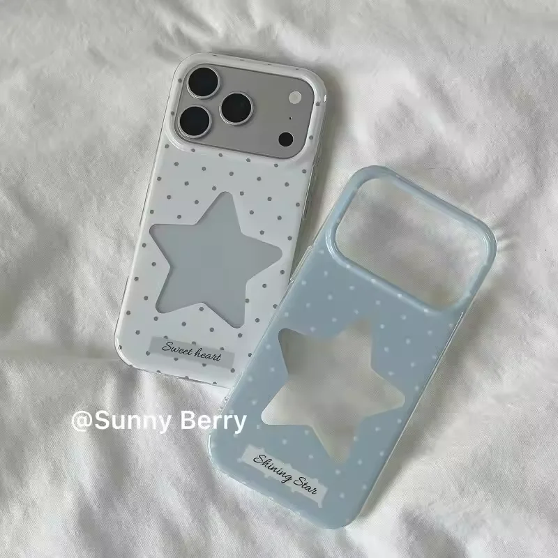 Minimalist Fresh Blue and White Polka Dot Phone Case For IPhone 17 16 15 14 13 12 11 Pro Max 17air 16e MINI XS XR 8 7 Plus Cover view 3