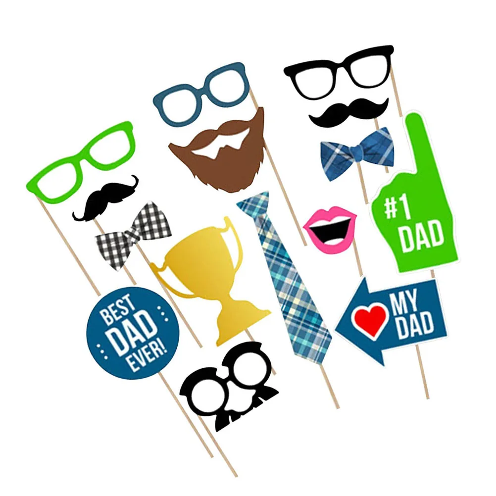 

15 Pcs/set Father's Day Photo Backdrop Booth Props Sports Fathers Decoration Party for Birthday Dad