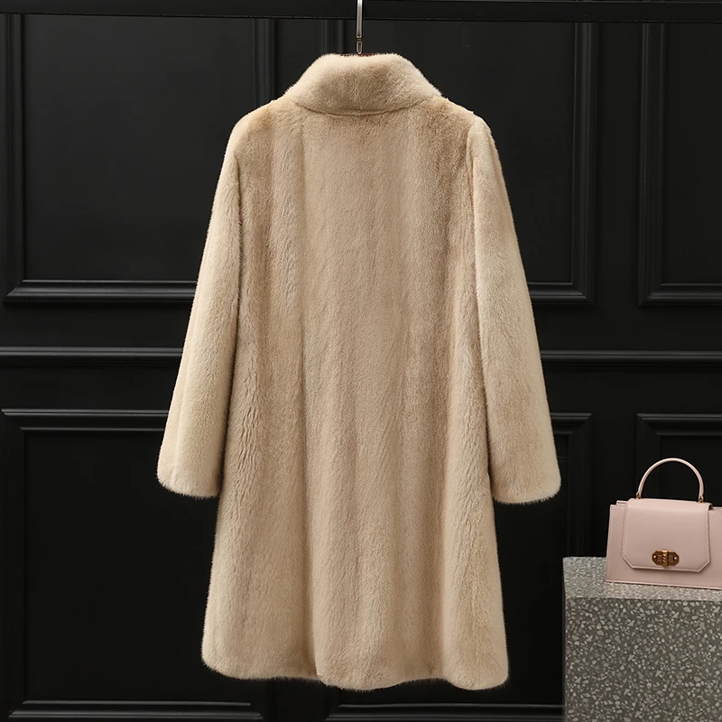 Tcyeek Natural Mink Fur Coat for Women Whole Female Mink Jackets 2024 High-end Real Fur Jacket Winter Clothes Mid-length Style