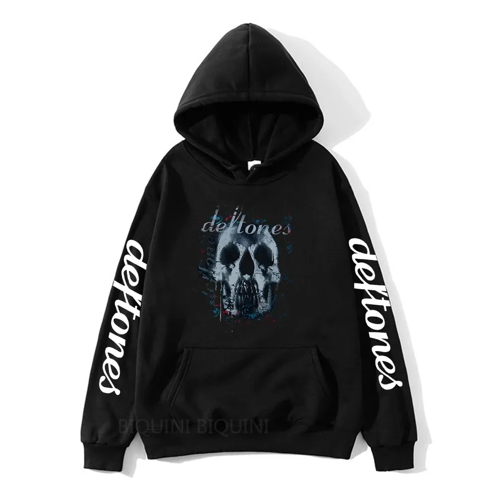 Deftones Skull Black Band Hoodies Men's Punk Hip Hop Sweatshirts Gothic Vintage Rock Pullovers for Unisex Streetwear Tops Male