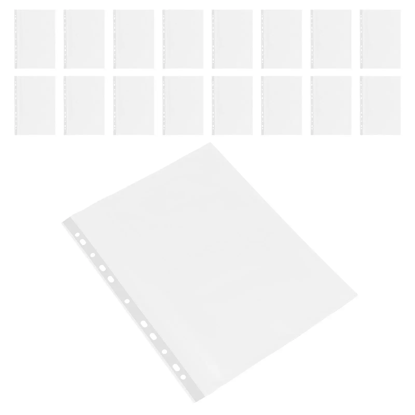 

100Pcs Binder File Sleeve Transparent Sheet Protectors PP Material Document Organizer Office Study Storage Pocket
