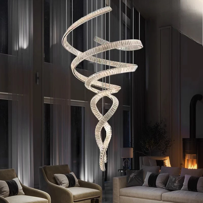 

Villa empty chandelier art light luxury crystal dining room self-built room Italian living room duplex floor