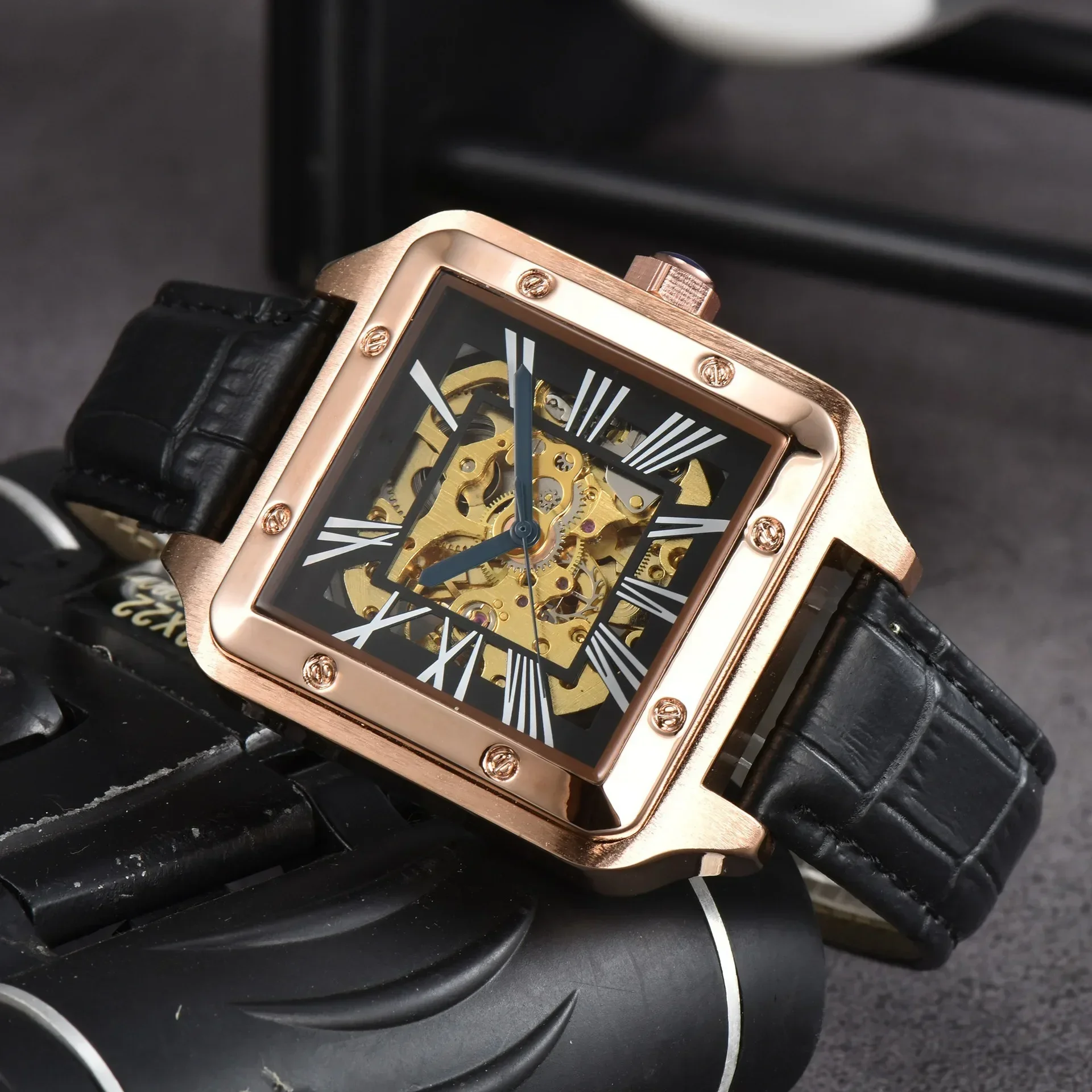 2025 New Fashion Watch Skeleton Mechanical Automatic Waterproof Watches for Mens Watches Silicone Strap