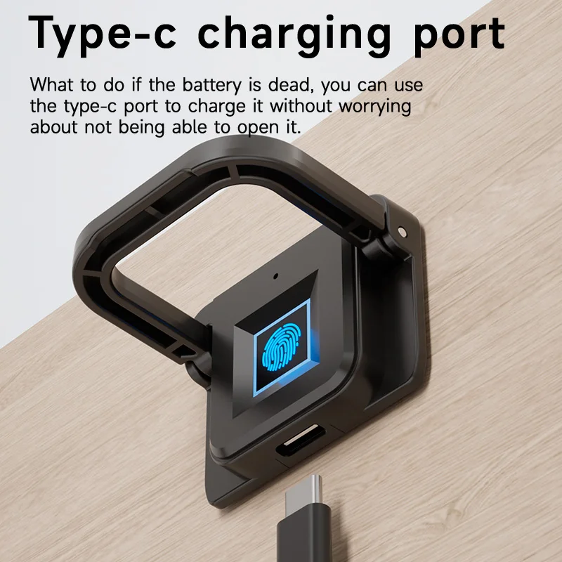 KERUI Cabinet Lock Black Keyless Fingerprint Locks Anti-theft Door Lock Hidden File Drawer Wardrobe Hardware Type-C Charging