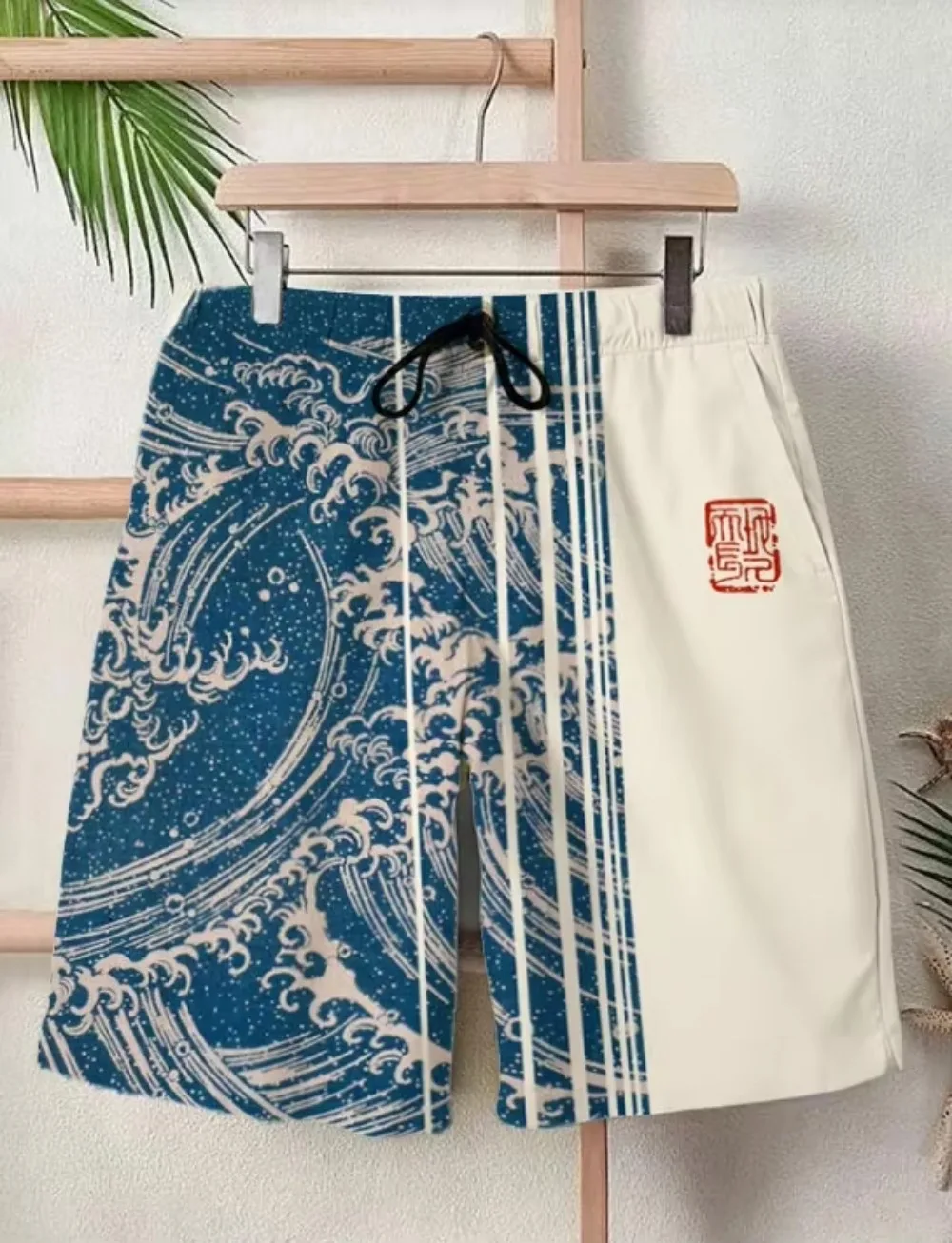 Harajuku Japanese Ukiyo-e Waves 3D Printed Men Shorts Outdoor Sports Breathable Quick-drying Hawaiian Style Beach Surfing Shorts