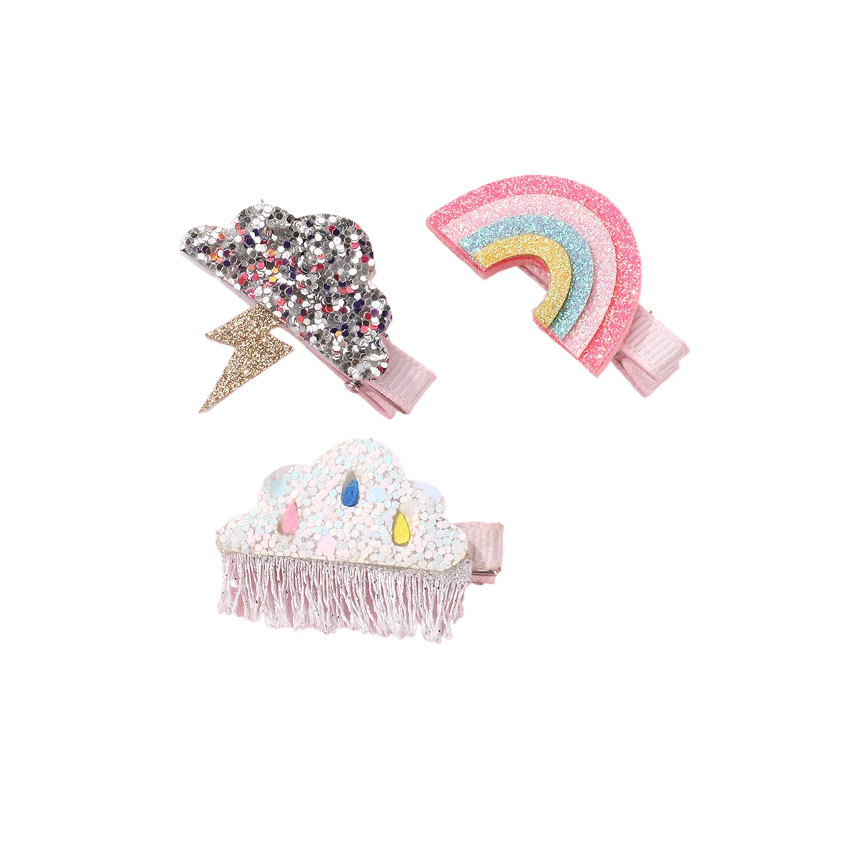 3in1 10Sets Glitter Rainbow Hairpins Tassels Clould Hair Clips Fashion Headwear Boutique Hair Accessories for Girls