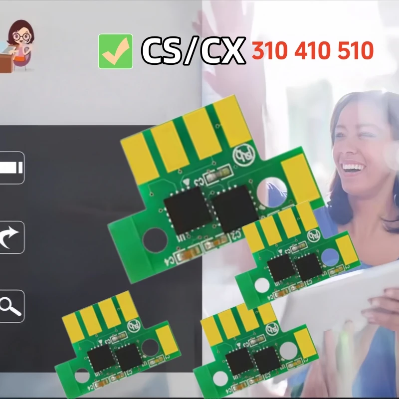 4 chips de tóner para impresoras Lexmark CS310n, CS310dn, CS410n, CS410dn, CS510de, CX410e, CX410de, CX510de