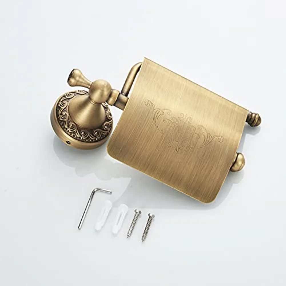 Bathroom Mounted Toilet Holder in for retro Style with Solid Brass Build Designed to Prevent Paper Slippage and Moisture