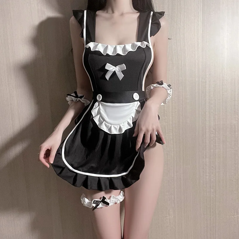 Home Bar Party Sexy French Maid Women Apron Cosplay Couples Kitchen Roleplay Suit Bib Nail Florist Beauty Shop Pinafore Outfits