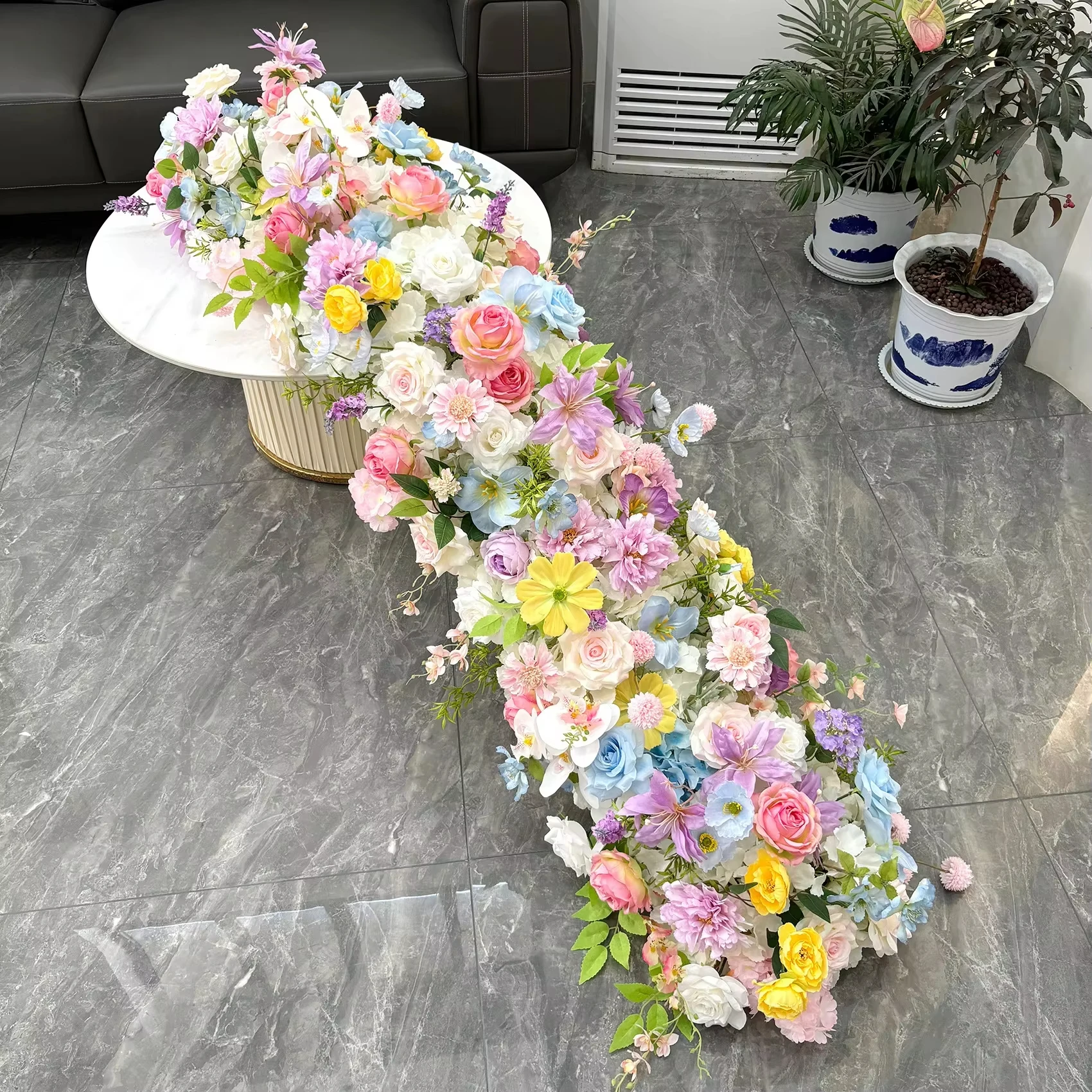 Uflower Rood Oranje Roos pioen Kunstbloem Rij Bruiloft Tafel Middelpunt Bloemen Achtergrond Muur Decor Party Stage Bloemen