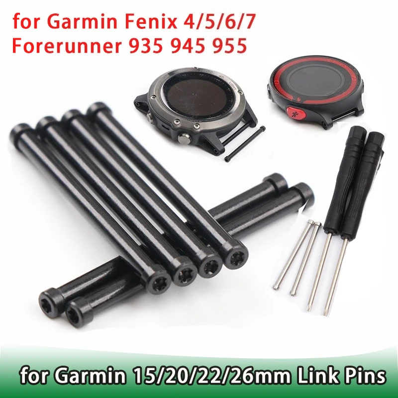 15/20/22/26mmWatch Connector Screws for Garmin Fenix 4/5/6/7 Forerunner 935 945 955 Link Pins with Screwdrivers Replacement Tool