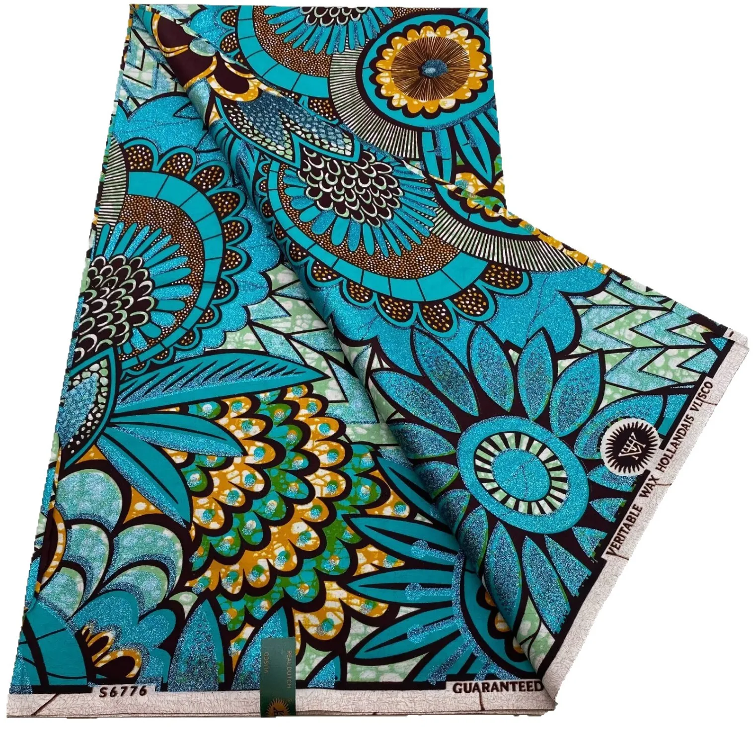 Hot Color 100%Cotton Grand Golden Wax Fabric Ankara Golden Wax Flash Gold Print Batik 6 Yards Nigeria African Fabric Dress Bag