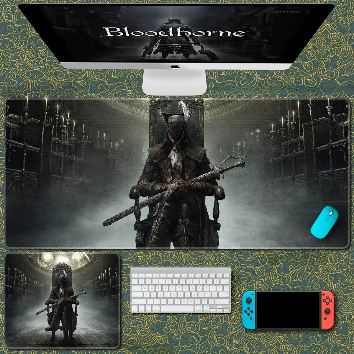 Boys E-sports Game Bloodborne Curse Leather Mouse Pad Oversized Lock Edge Computer Table Mat PS4 Stand-alone Game Merchandise