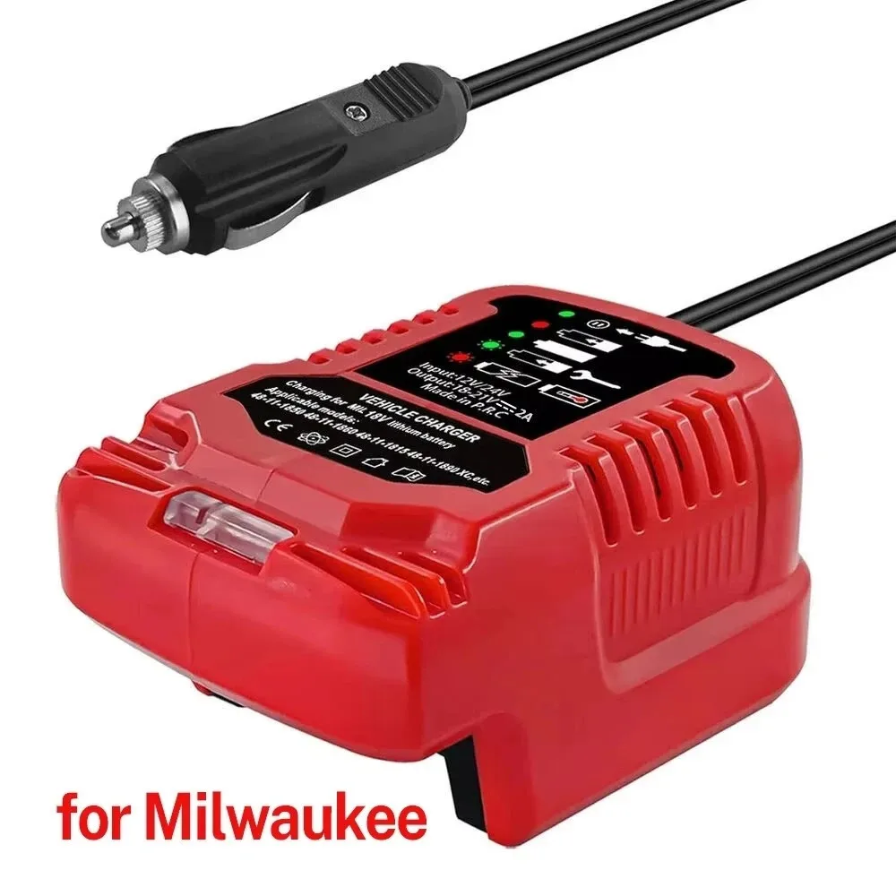 Mini Vehicle Charge Car Charger for Milwaukee 48-11-2401, 48-11-2402 18V Lithium ion Battery Charger Portable Charger Use on Car