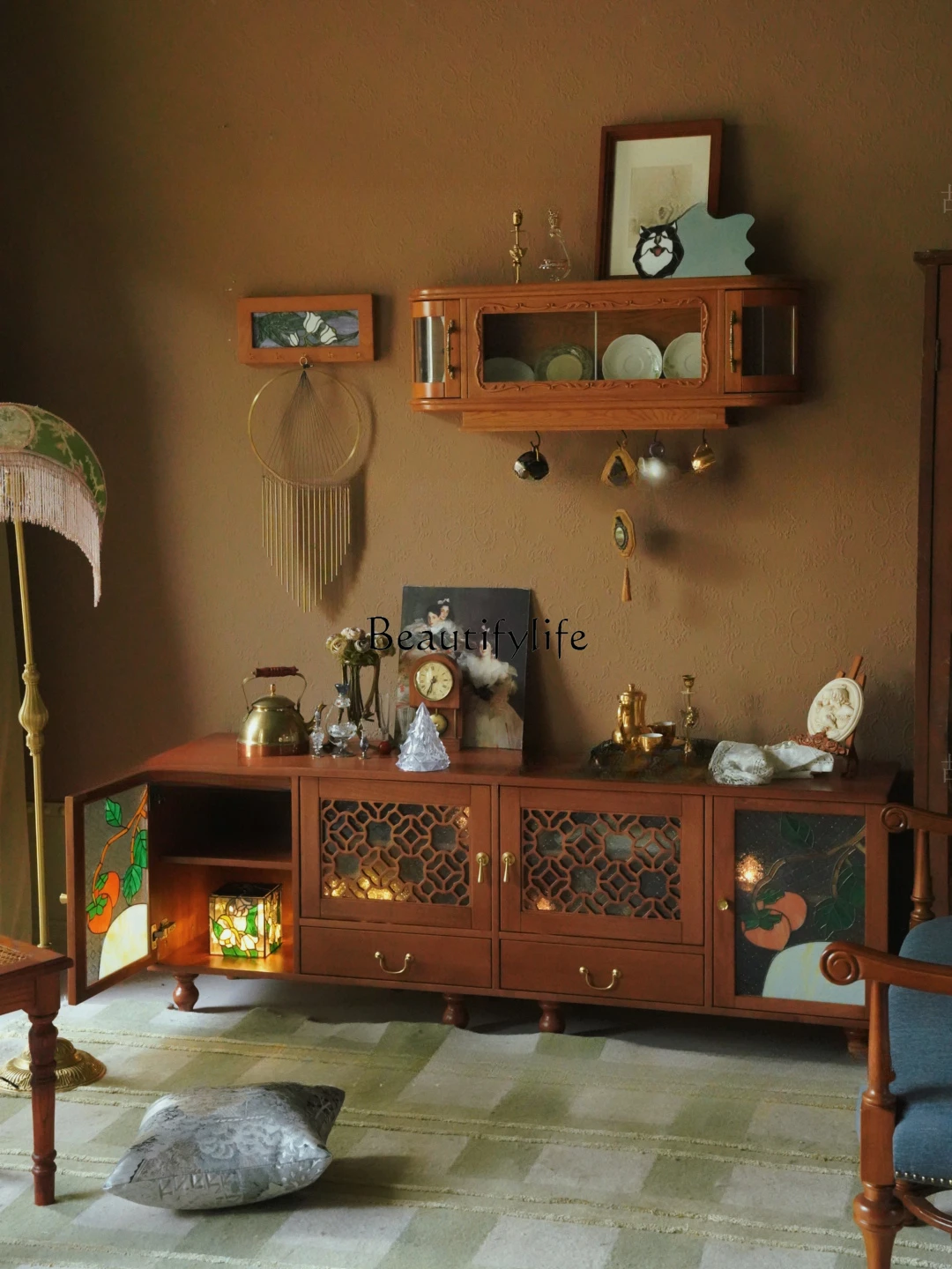 

Multi-Functional Retro Chinese TV Wall Storage Cabinet