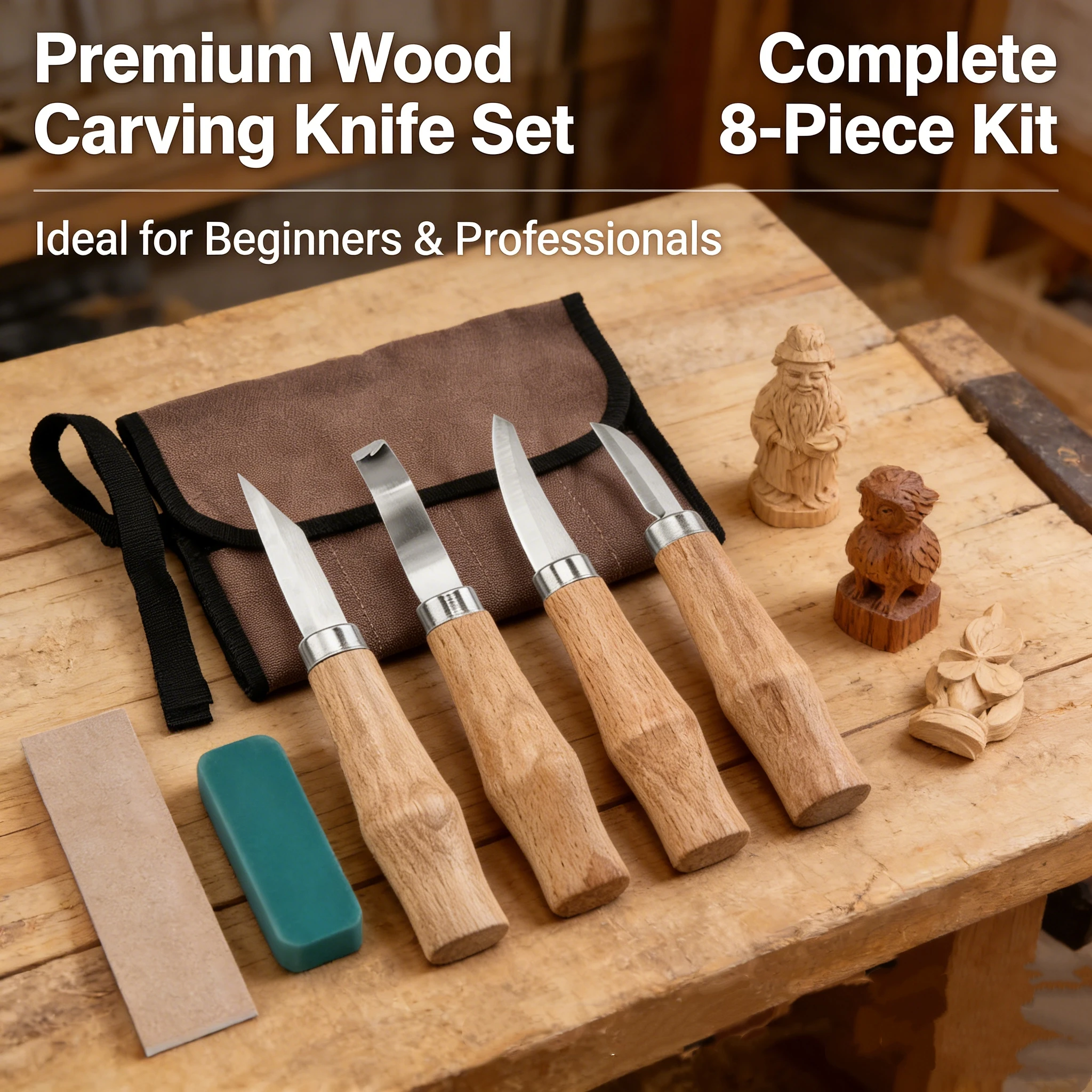 4/7PCS Wood Carving Tools Set Whittling Knives Hook Knives Ergonomic Wood Spoon Carving Kit Durable Curved Design Detailed