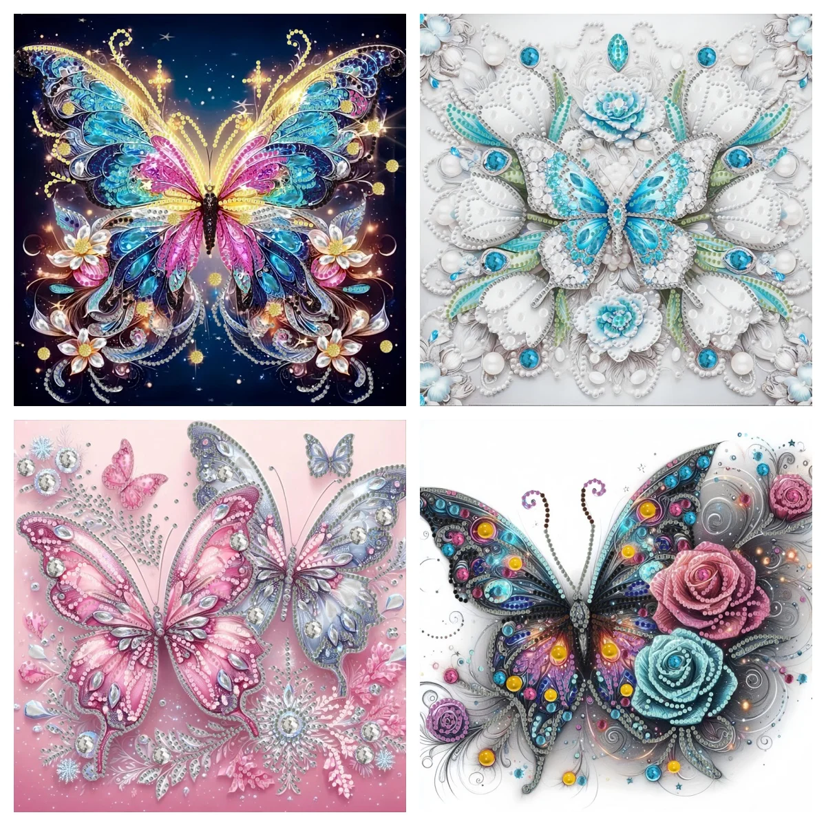 1 30*30cm / 11.8 * 11.8in frameless DIY 5D irregular shaped Diamond Art painting set self-designed insect butterfly pattern for
