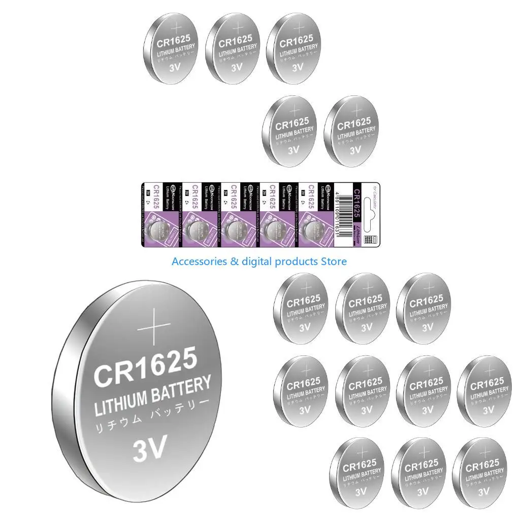 77JD CR1625 Lithium Manganese Battery, 10/5 Piece Travel Size 3V Output for Watches Calculators Digital Devices
