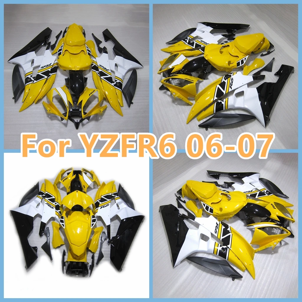 New ABS Whole Motorcycle Fairings Kits For Yamaha YZF-R6 2006 2007 YZF 600 YZF R6 06 07  ZXMT Bodywork Yellow