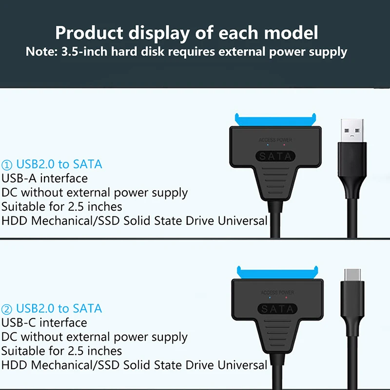 USB SATA 3 Cable SATA To USB 3.0 / USB 2.0 Cable Adapter Support 2.5 Inch/3.5 Inch External SSD HDD Hard Drive Sata III Dc Power