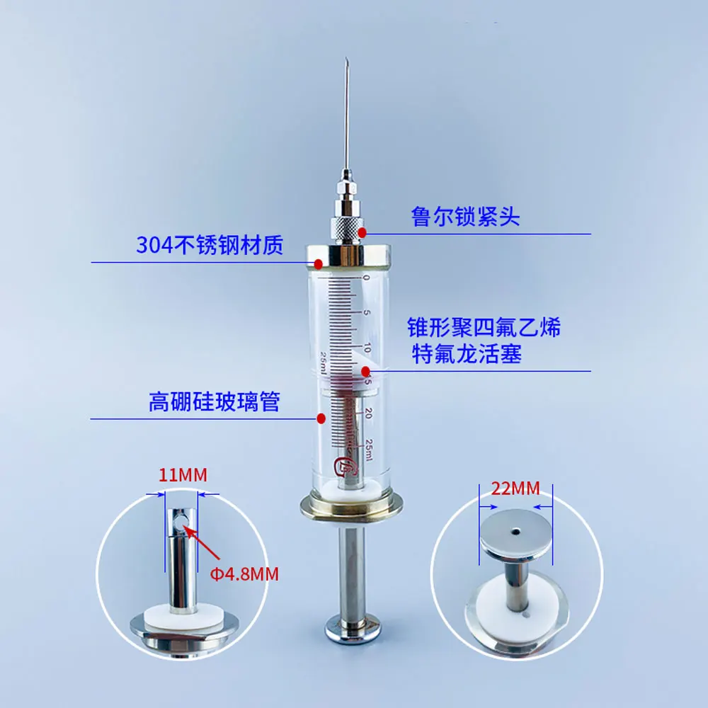 For Gas Chromatography Microsampler 250ul 500ul 2500ul 5000ul 10ml 25ml 50ml 100ml Syringe Ruhr Locking Head Replaceable Needle