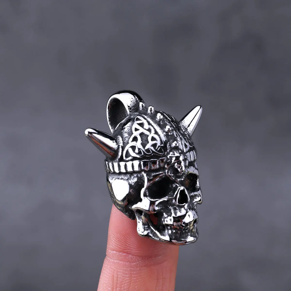 Stainless Steel Viking Odin Head Necklace Men's Vintage Hip Hop Skull Biker Pendant Necklace Scandinavian Jewelry Gift Wholesale view 6