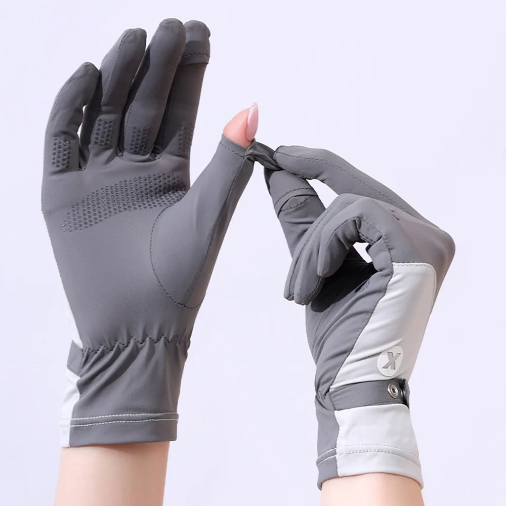 

Ледяной шелк, женские солнцезащитные перчатки, анти-УФ-дышащие солнцезащитные перчатки для верховой езды, быстросохнущие летние варежки для вождения с сенсорным экраном