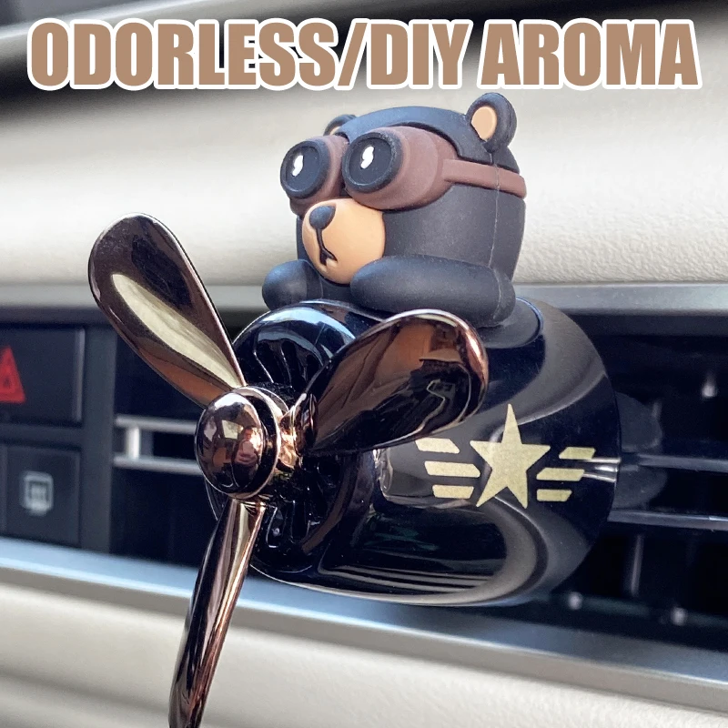 No perfume DIY fragrance rotating plane car ornaments vent clip pilot bear air fresheners decorations accessories aroma diffuser