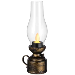 Electronic Kerosene Lamp Oil Decorative Electrical Lantern Table Flameless Retro Electronic Kerosene Lamp Desktop Decoration