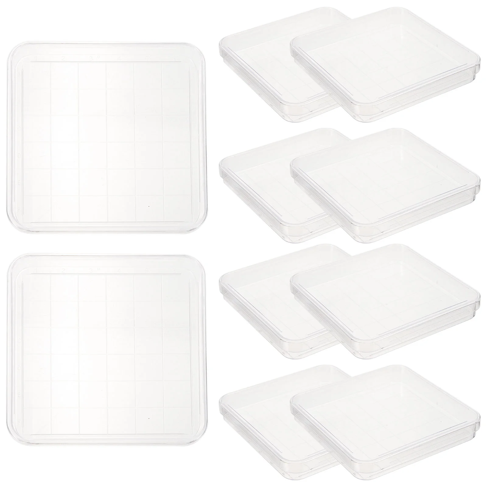 10 Pcs Square Petri Dish Laboratory Dishes Plastic Grid Optimal Transparent Clear with Lids